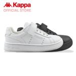 Kappa School Shoes Full Black Full White | Unisex Single Velcro Strap Sneakers for Boys Girls | KAAFB962